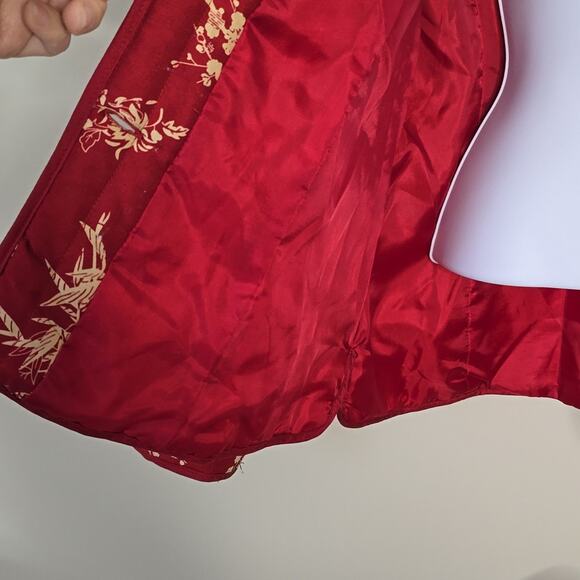 Carole Little 100% Silk Quilted Jacket Blazer Large Red Classic Career - Picture 5 of 8